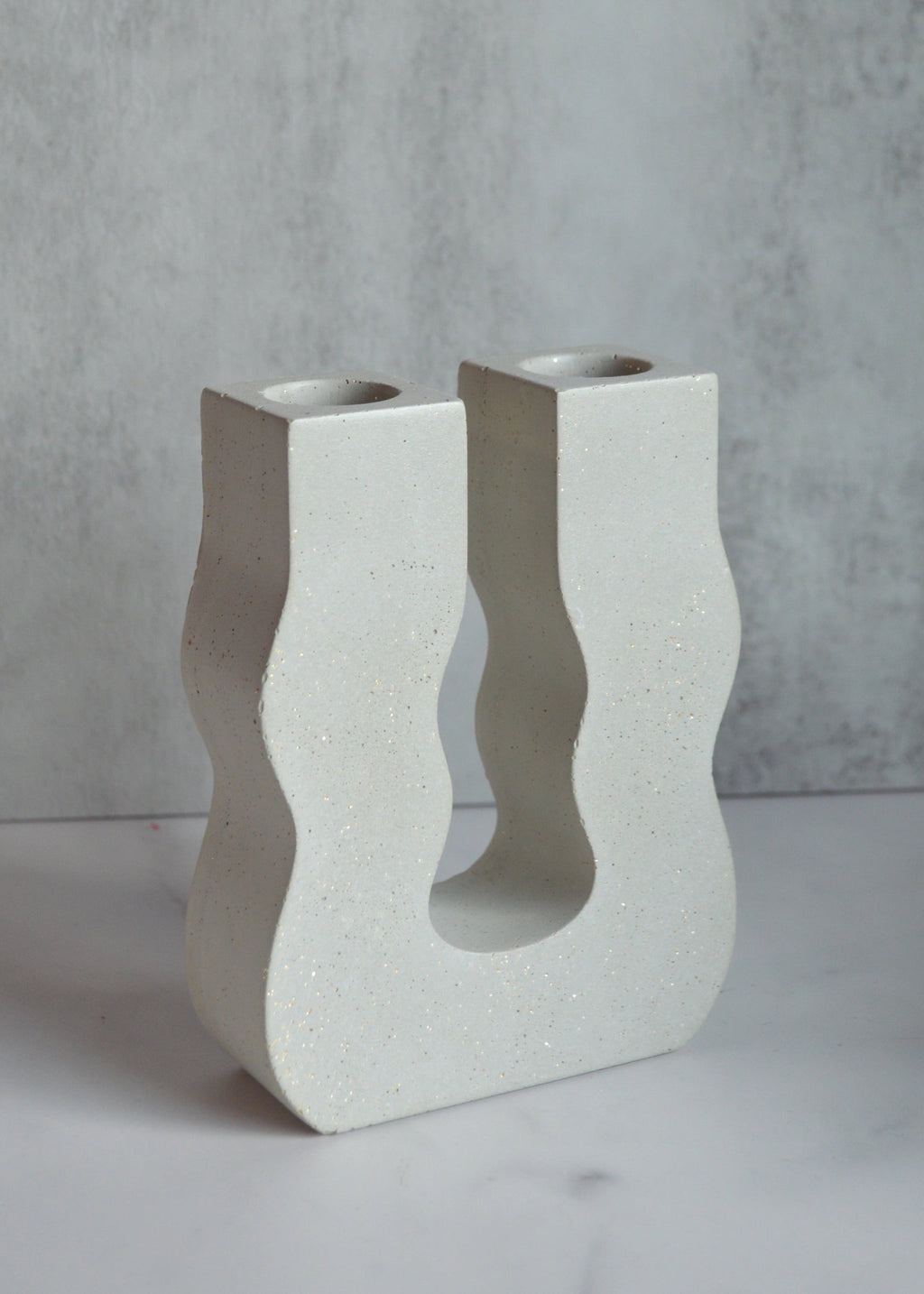 Wavy Concrete Double Candlestick Holder