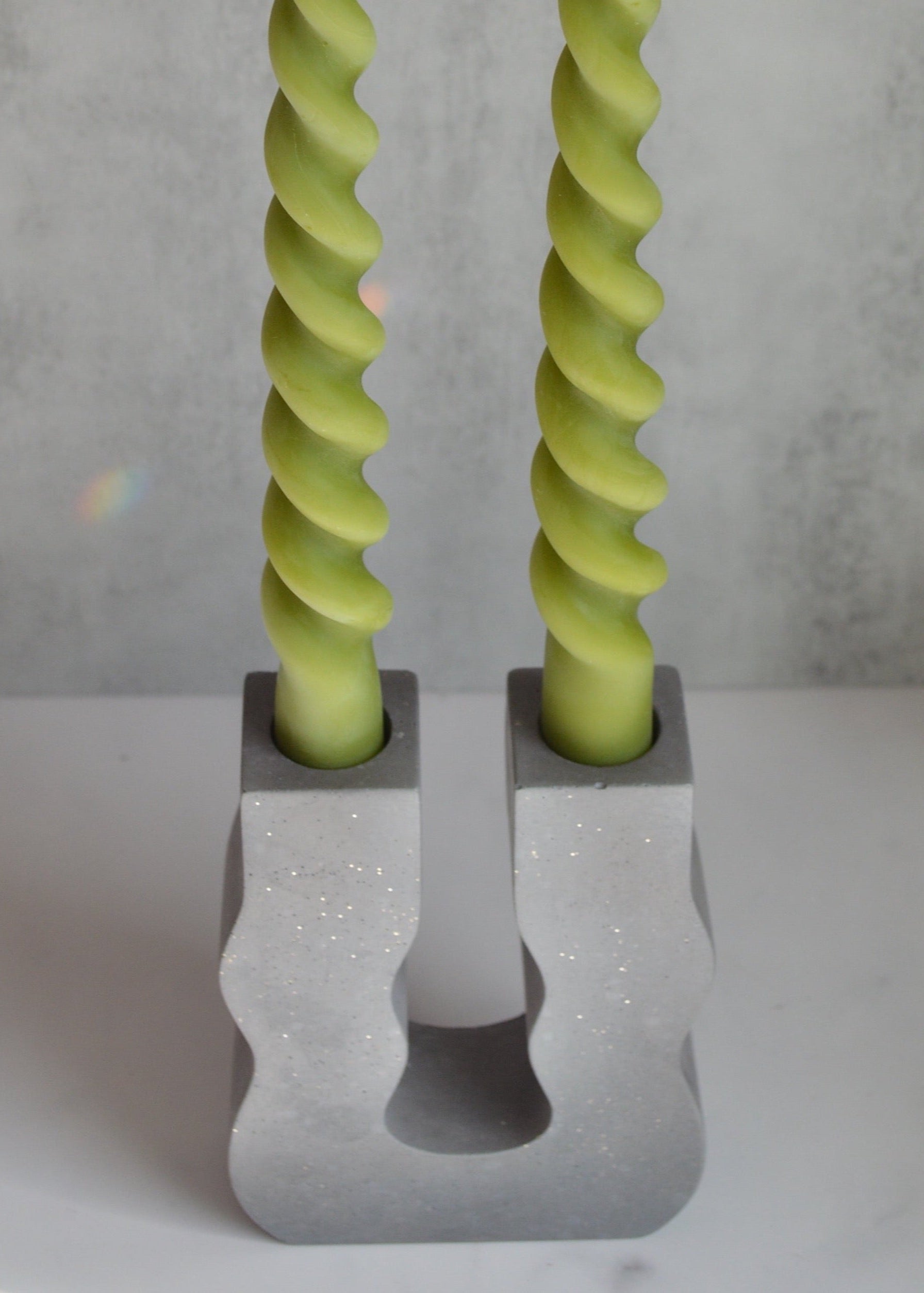 Wavy Concrete Double Candlestick Holder