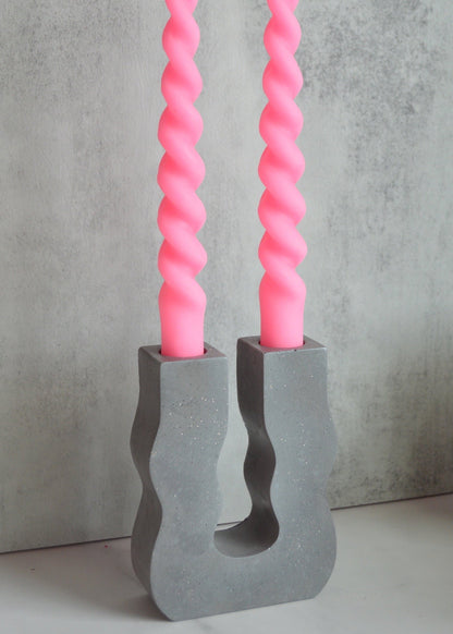 Wavy Concrete Double Candlestick Holder