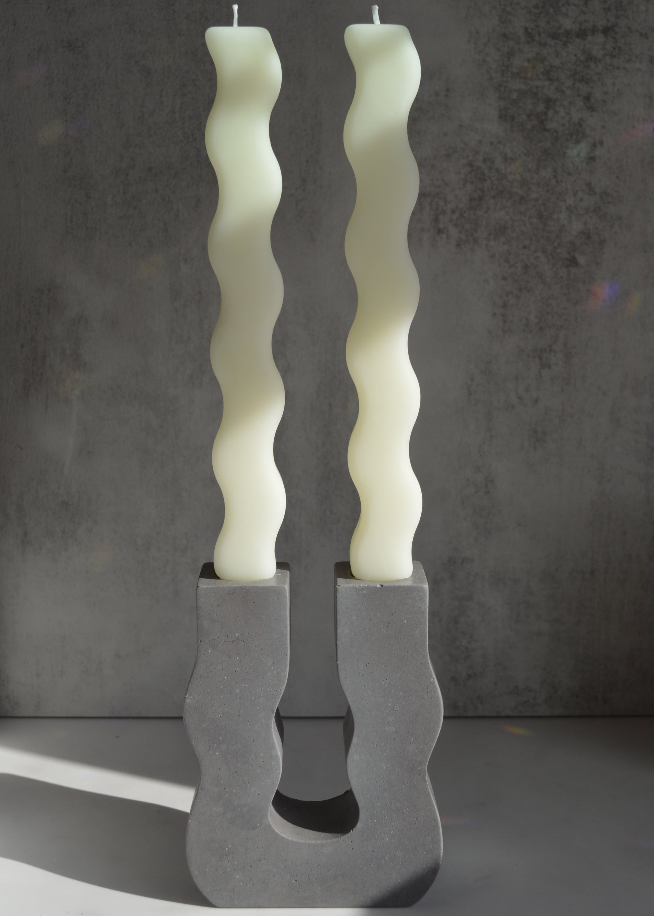 Wavy Concrete Double Candlestick Holder