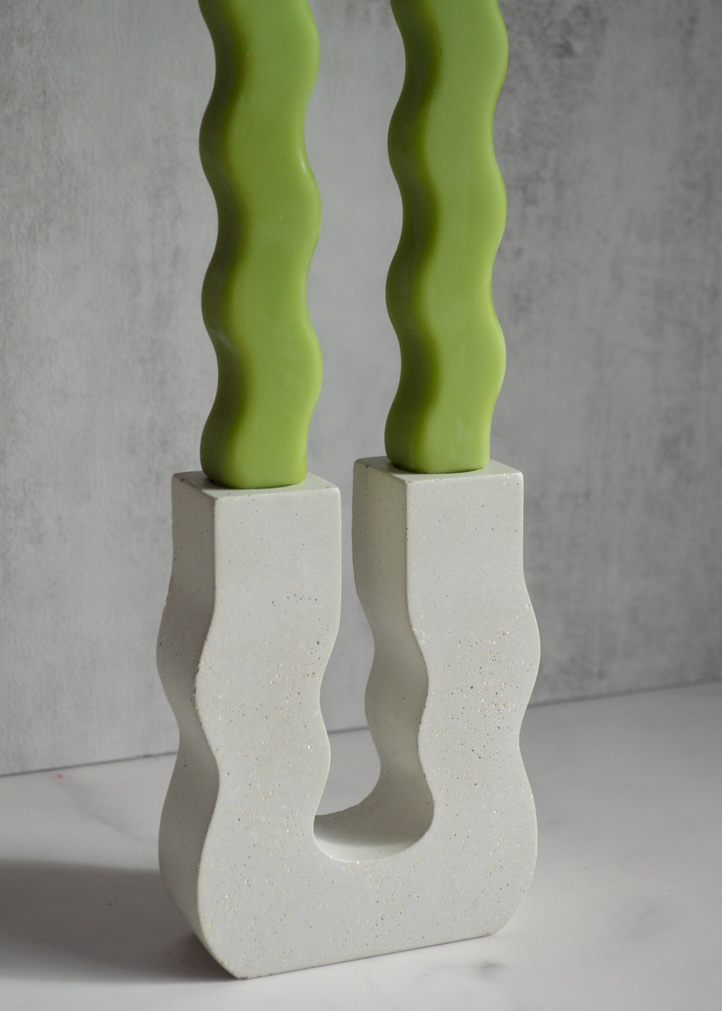 Wavy Concrete Double Candlestick Holder