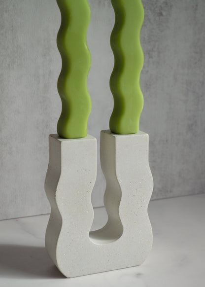 Wavy Concrete Double Candlestick Holder