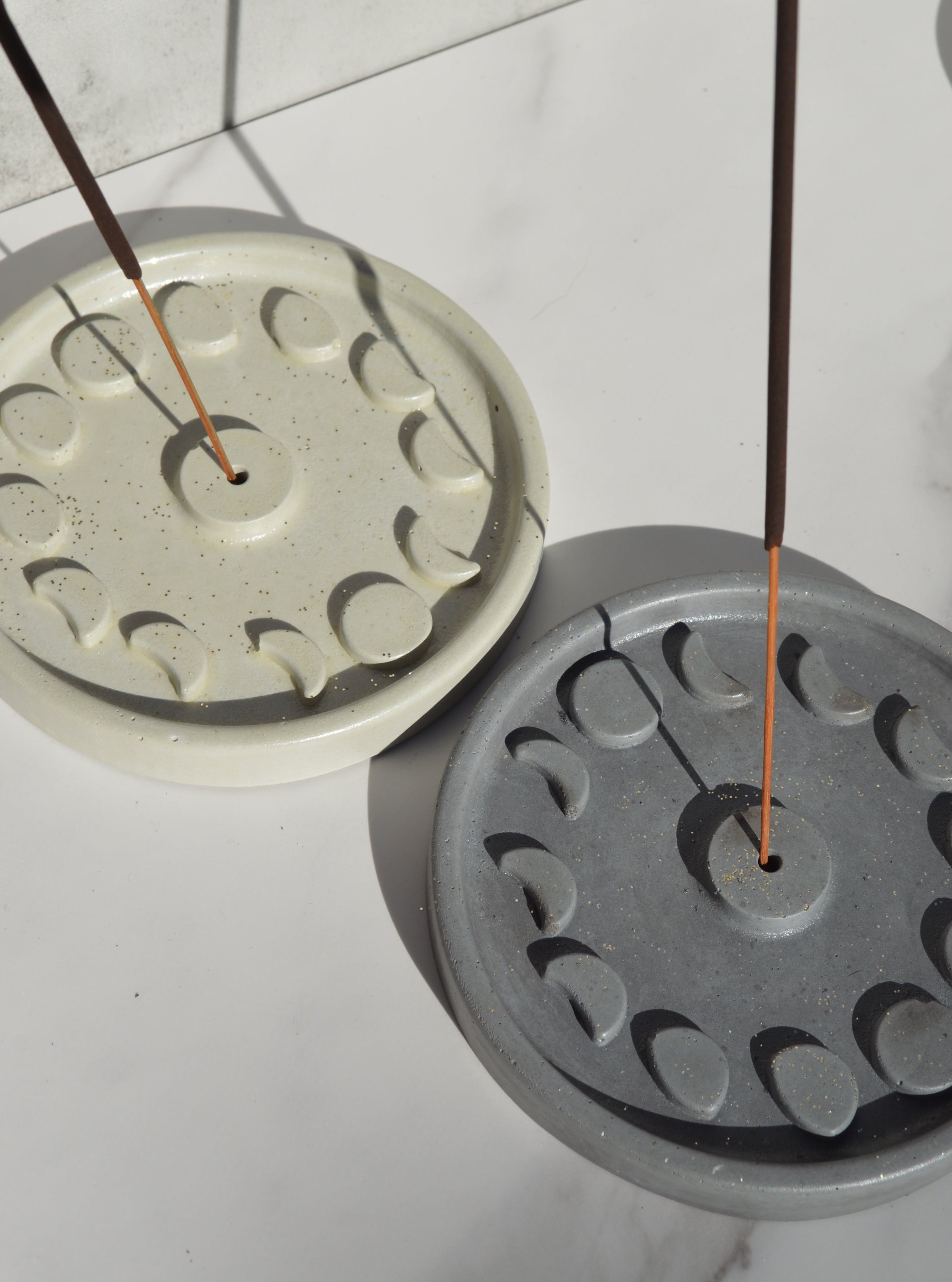 Moon Phase Concrete Incense Holder