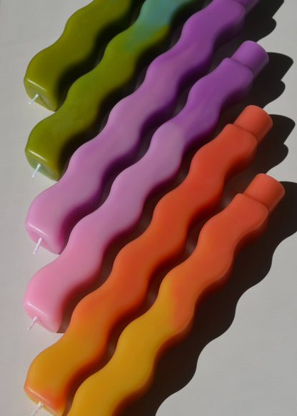 Wavy Beeswax Candlesticks - Set of 2