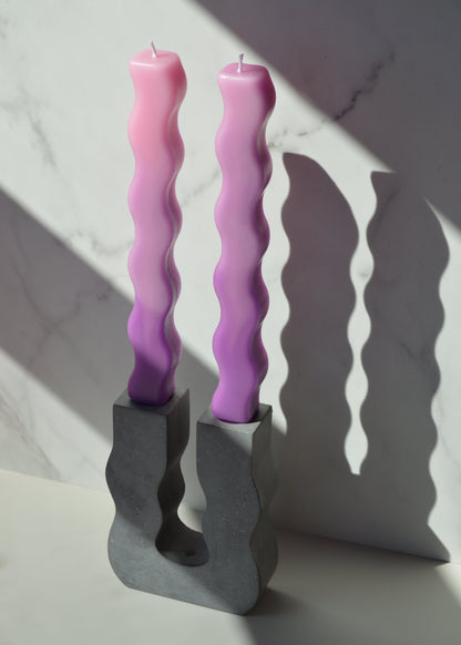 Wavy Beeswax Candlesticks - Set of 2