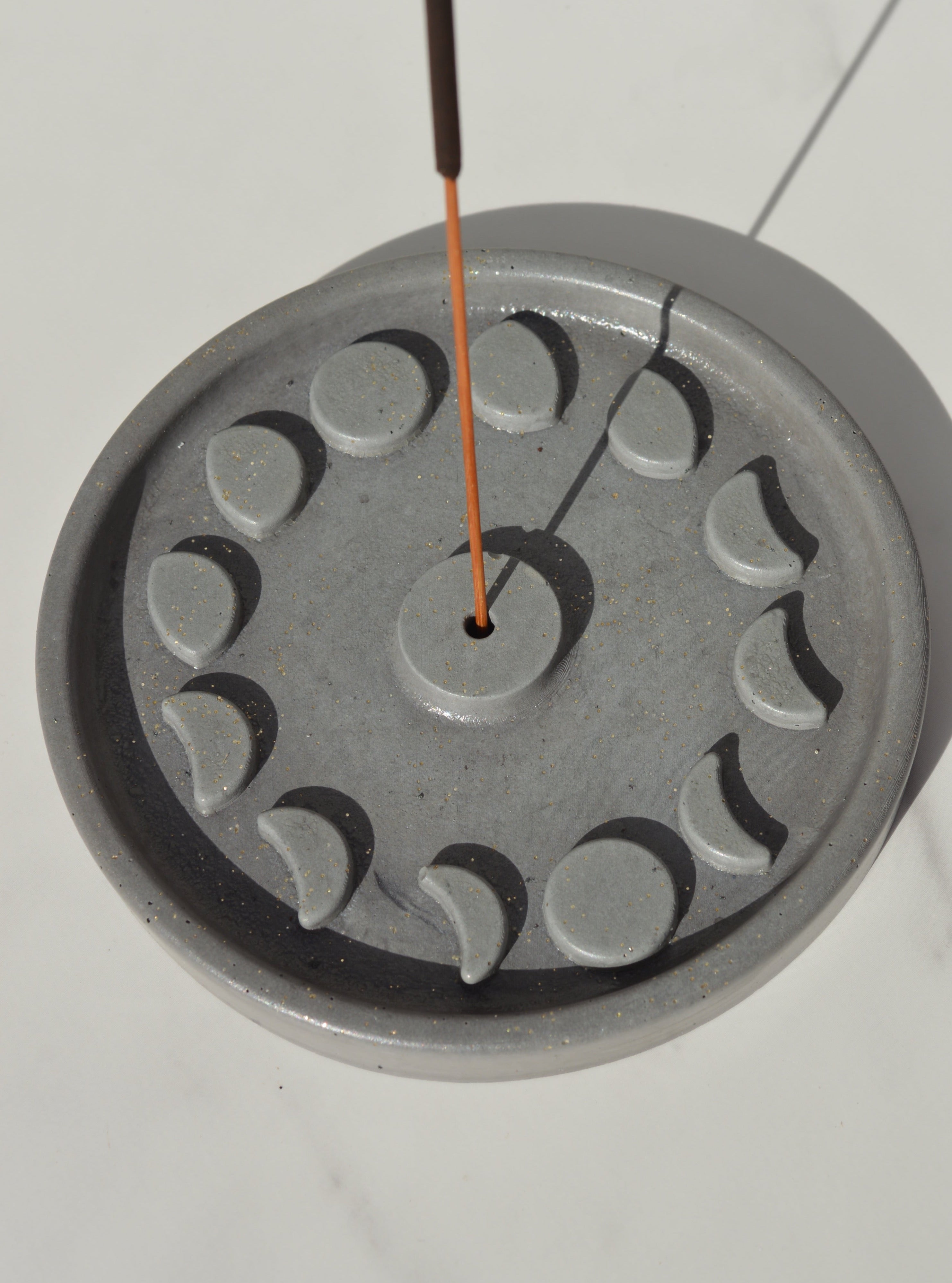 Moon Phase Concrete Incense Holder