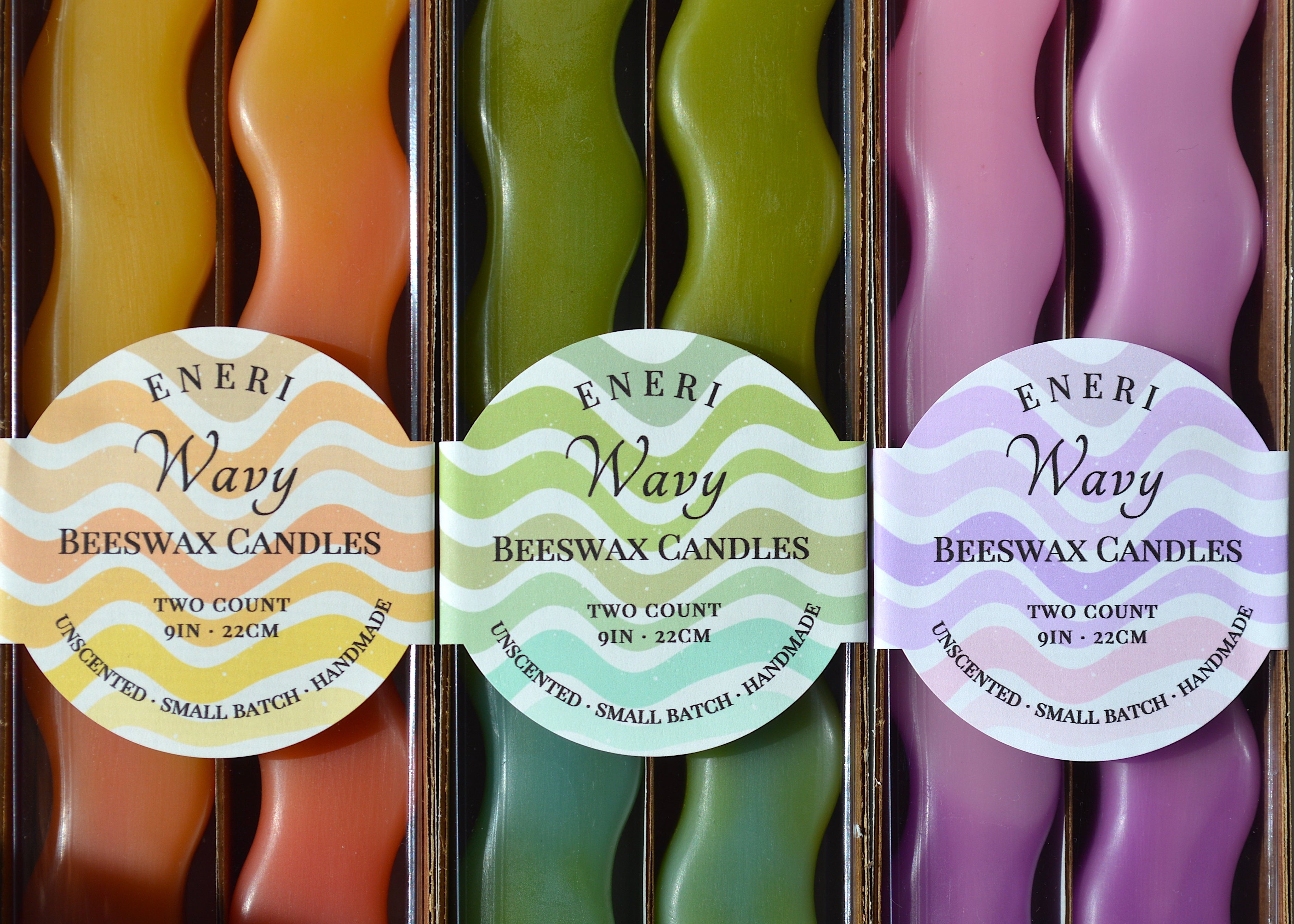 Wavy Beeswax Candlesticks - Set of 2