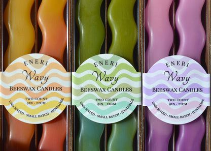 Wavy Beeswax Candlesticks - Set of 2