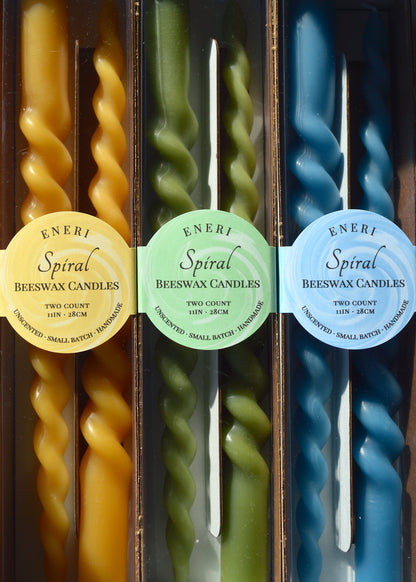 Spiral Beeswax Candlesticks - Set of 2