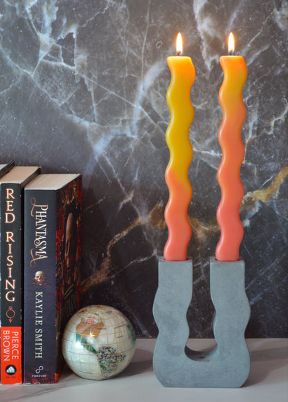 Wavy Beeswax Candlesticks - Set of 2