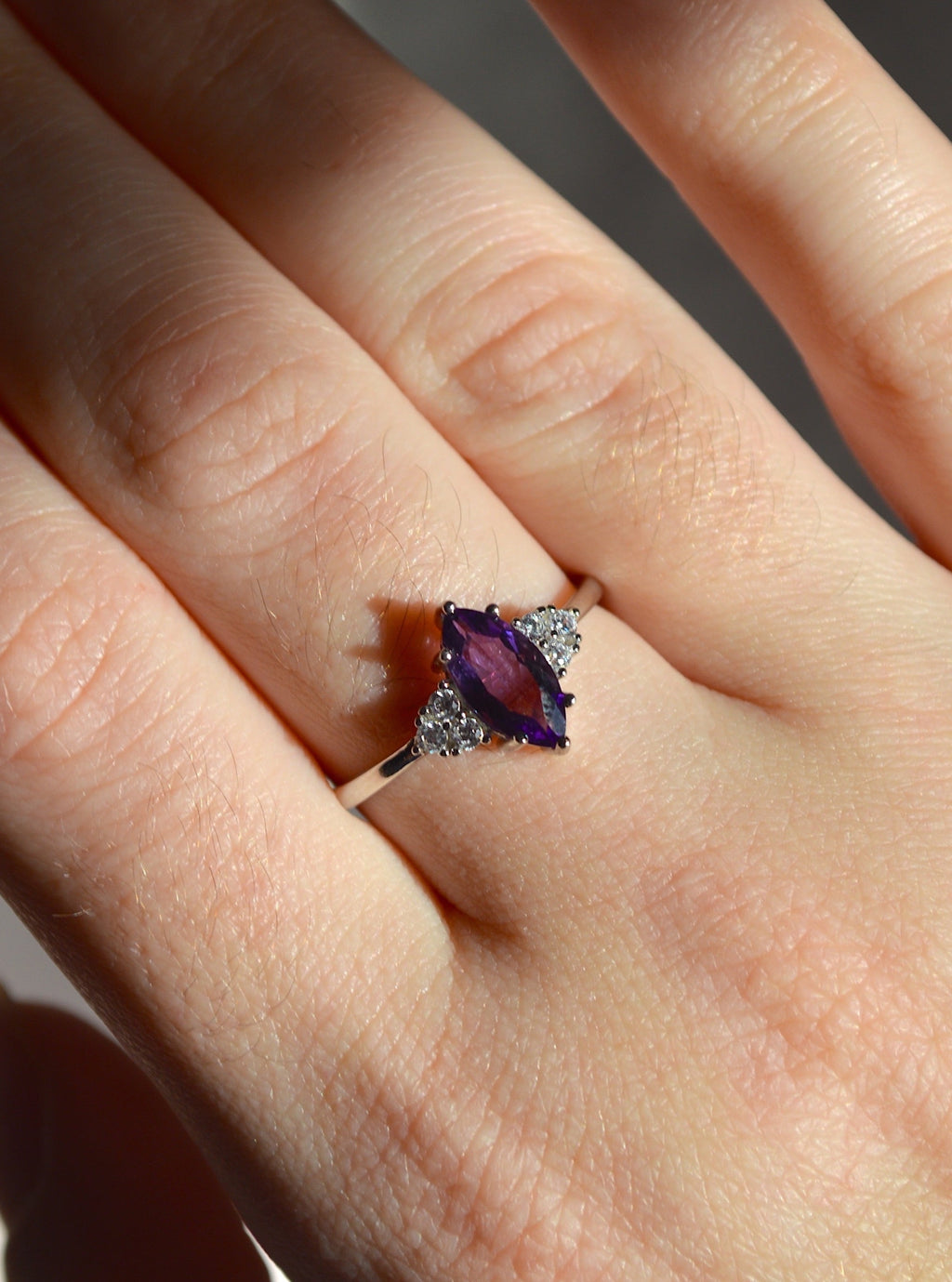 Amethyst Faceted Sterling Silver Ring