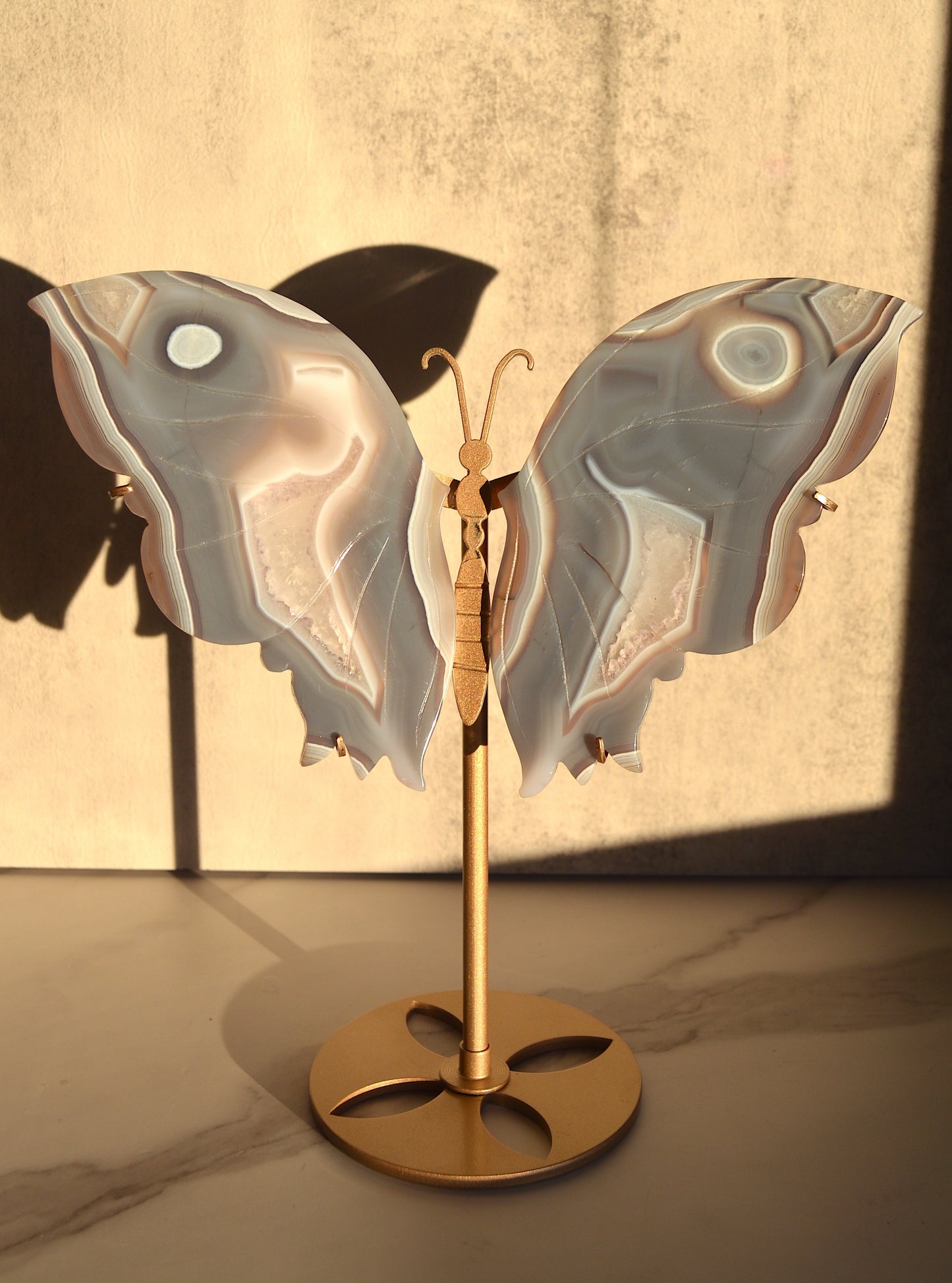 Agate Butterfly Wings on Stand