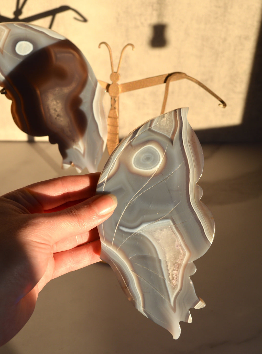 Agate Butterfly Wings on Stand