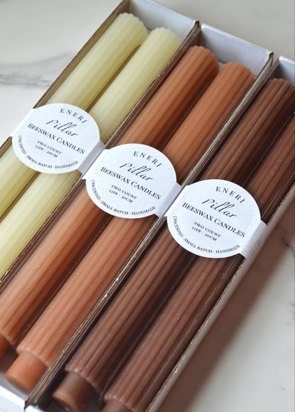 Pillar Beeswax Candlesticks - Set of 2