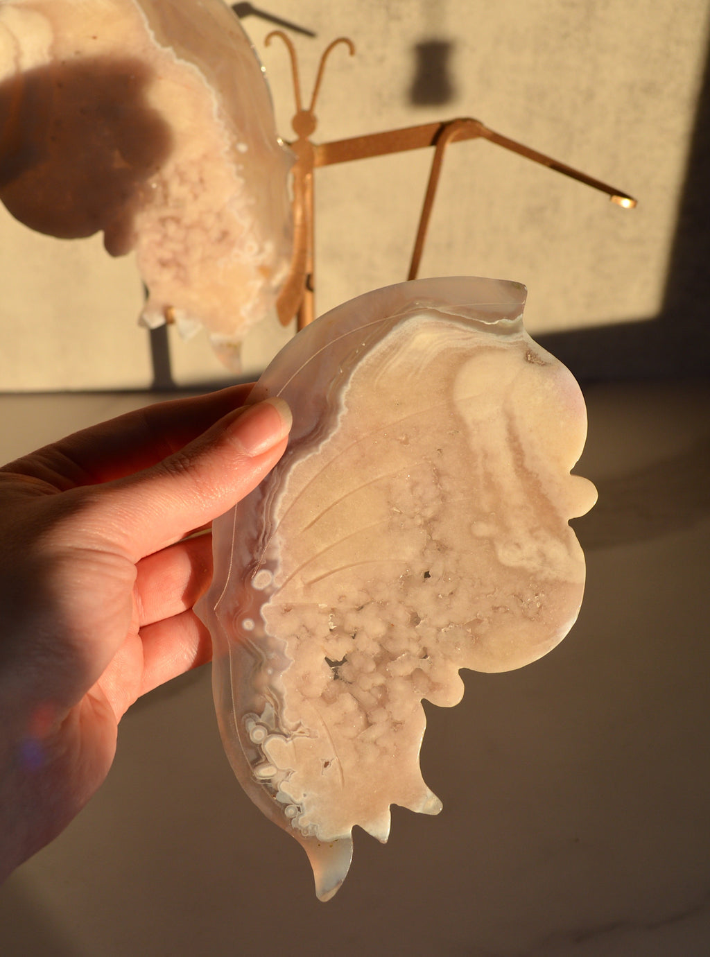 Druzy Pink Amethyst Butterfly Wings on Stand