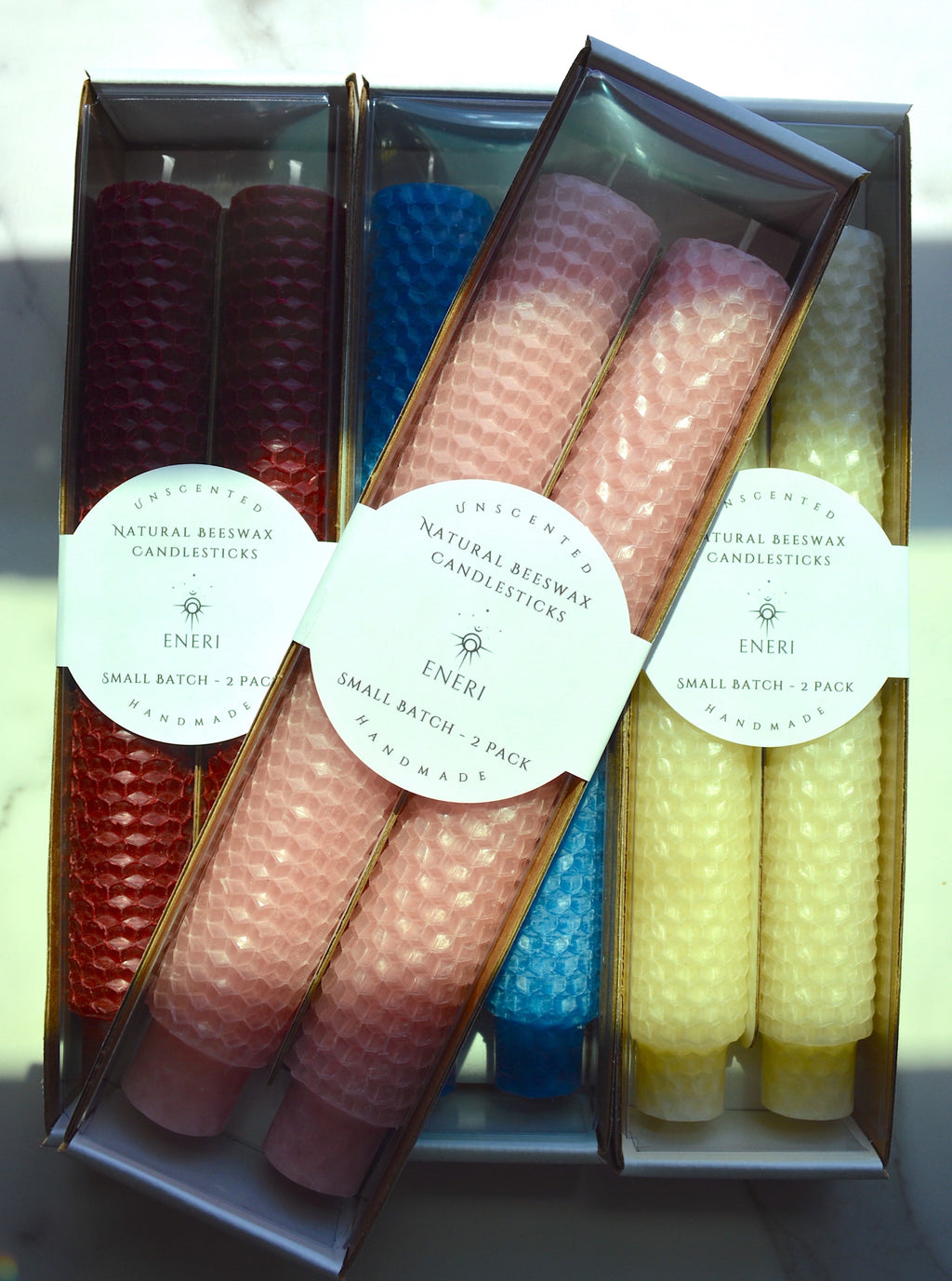 Hand Rolled Beeswax Candlesticks - Set of 2