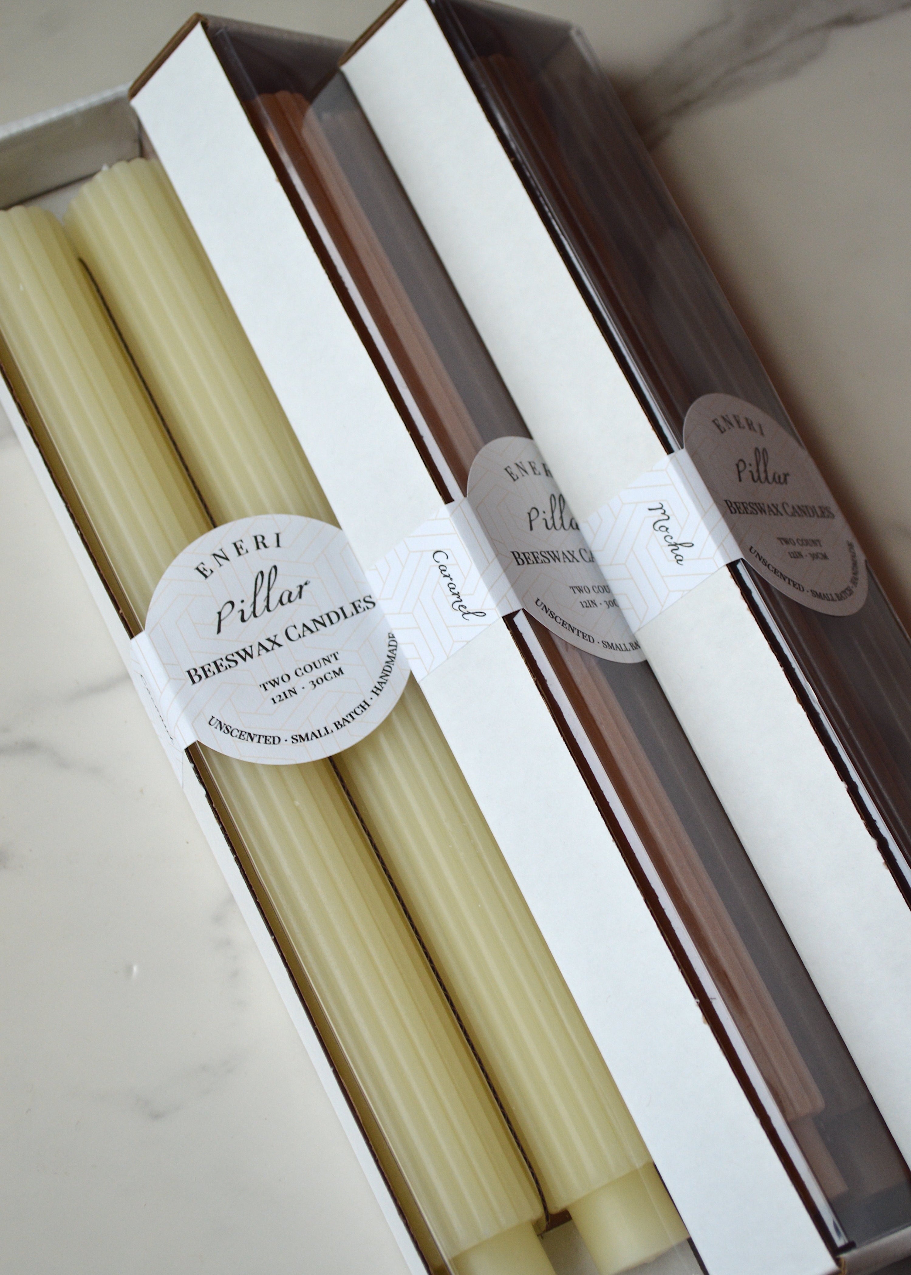 Pillar Beeswax Candlesticks - Set of 2