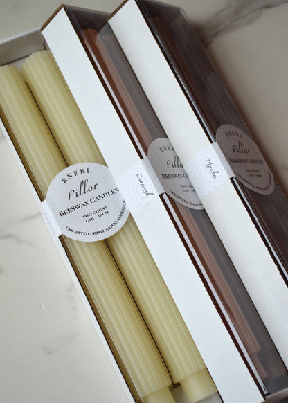 Pillar Beeswax Candlesticks - Set of 2