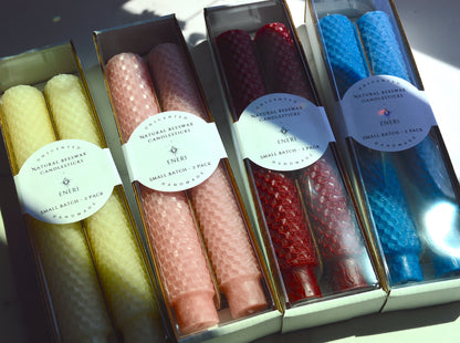 Hand Rolled Beeswax Candlesticks - Set of 2