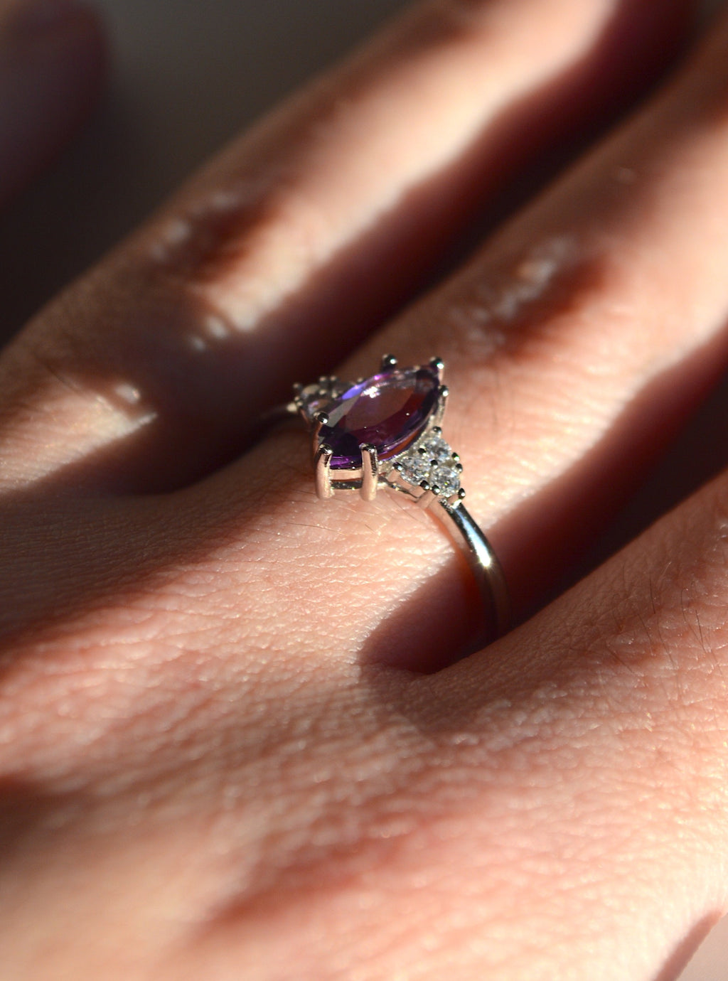 Amethyst Faceted Sterling Silver Ring
