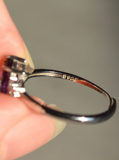Amethyst Faceted Sterling Silver Ring