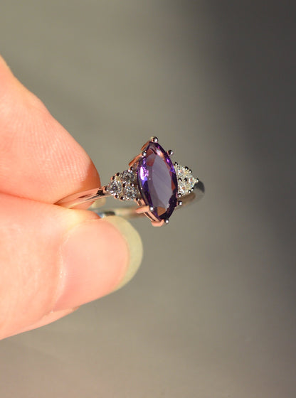 Amethyst Faceted Sterling Silver Ring