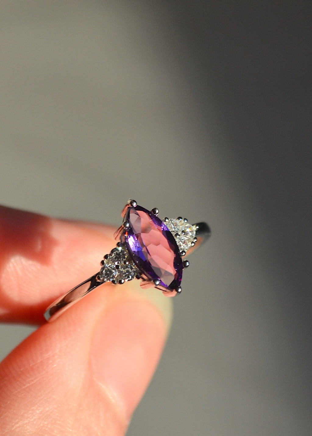 Amethyst Faceted Sterling Silver Ring