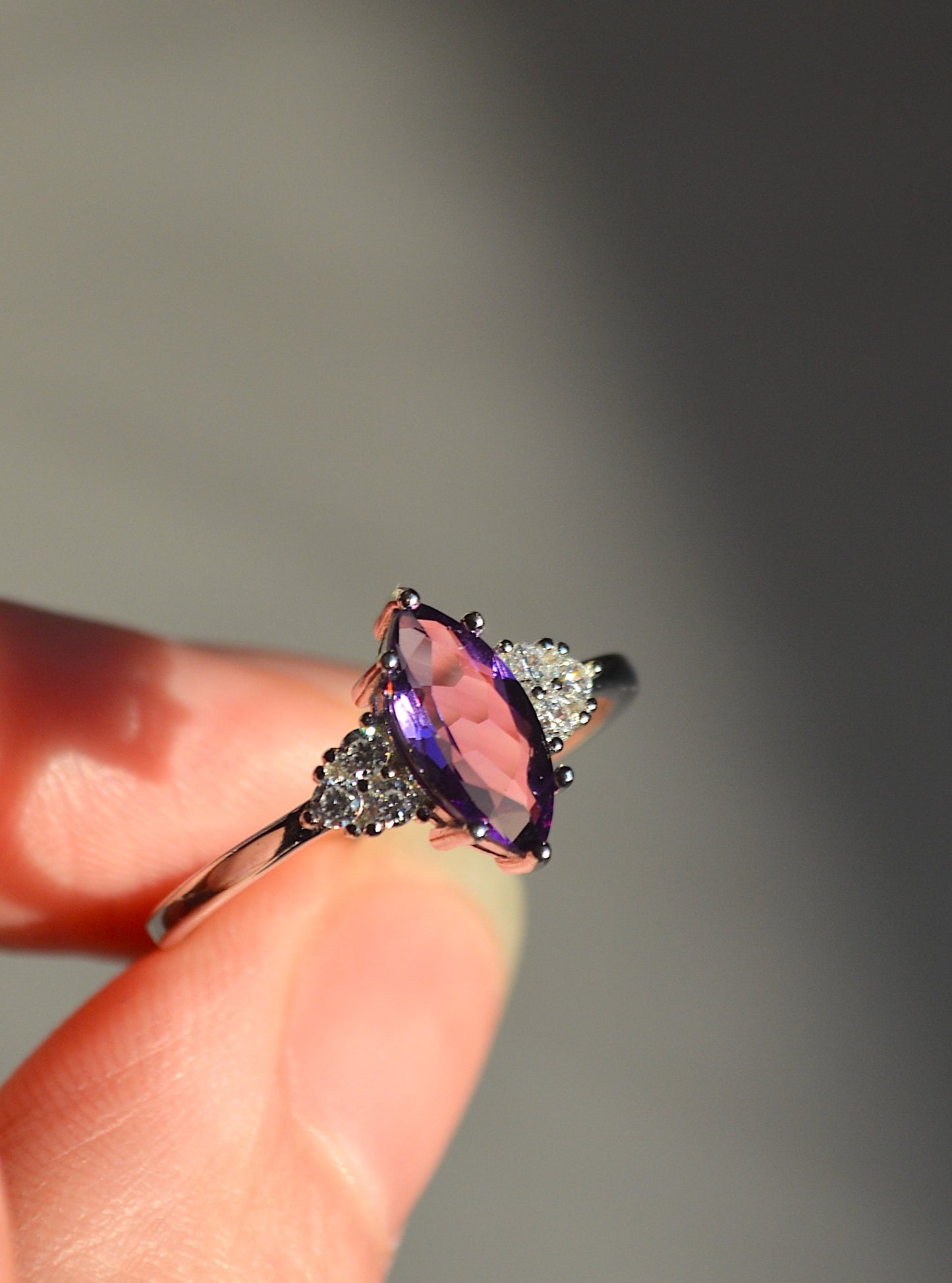 Amethyst Faceted Sterling Silver Ring