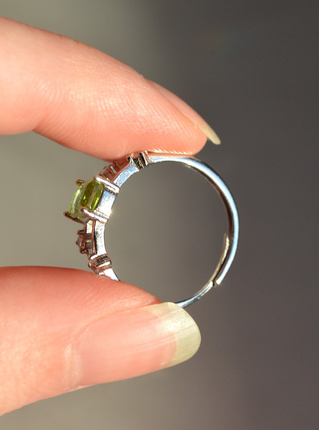 Peridot Faceted Sterling Silver Ring