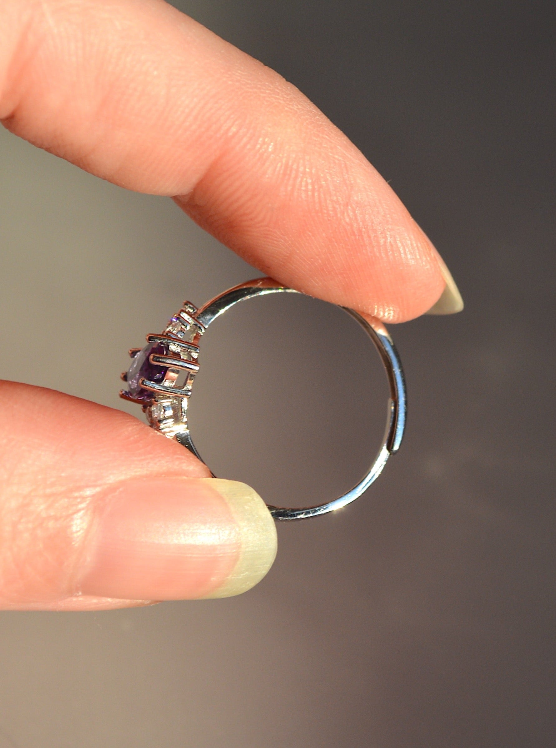 Amethyst Faceted Sterling Silver Ring