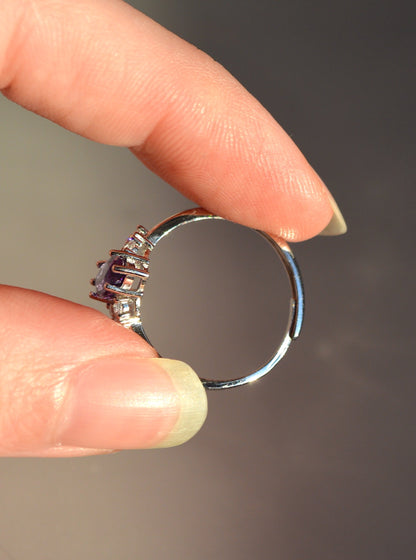 Amethyst Faceted Sterling Silver Ring