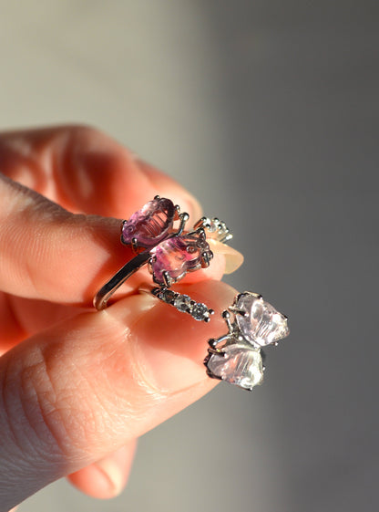 Rainbow Fluorite Butterfly Ring