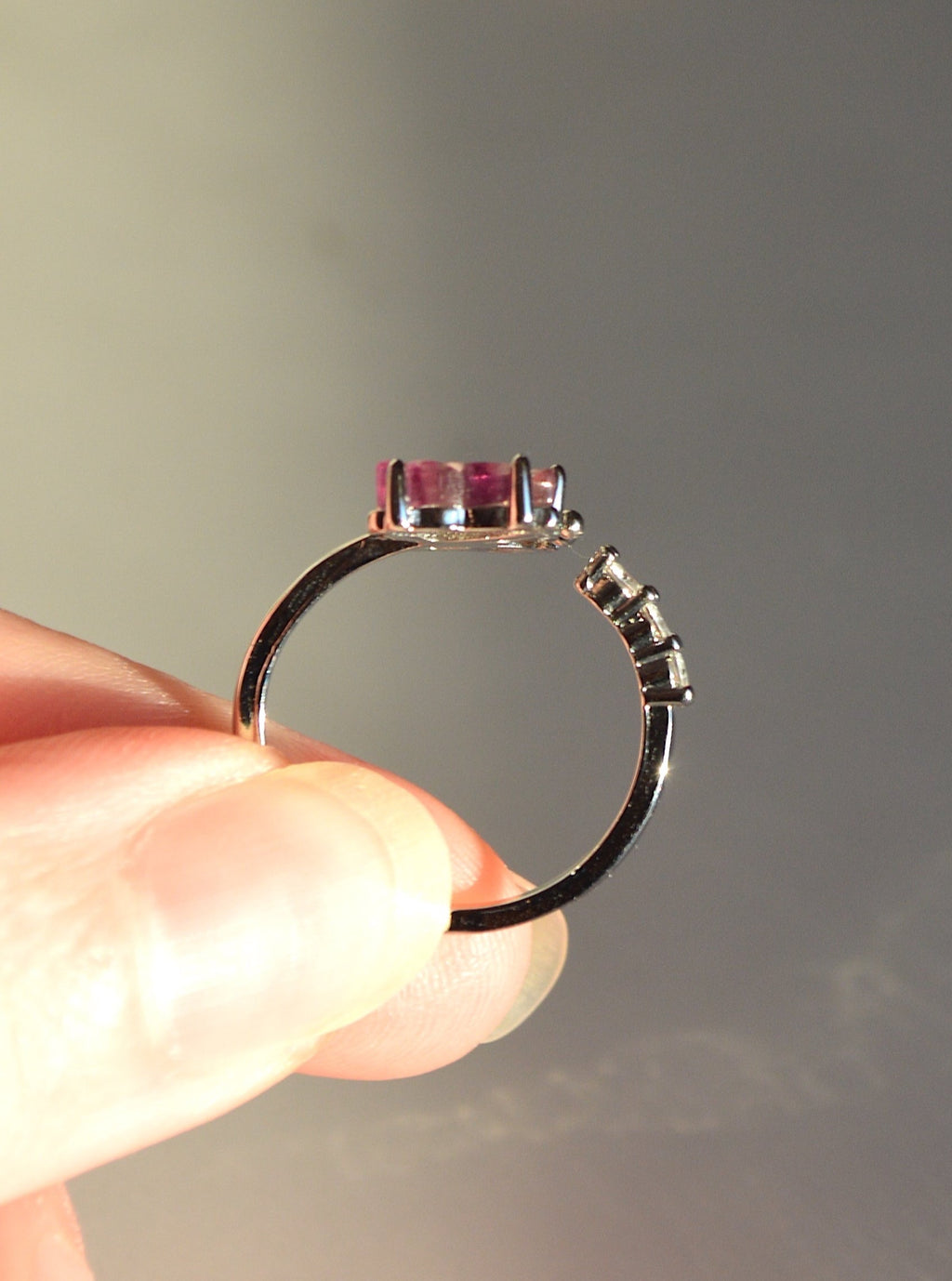 Rainbow Fluorite Butterfly Ring