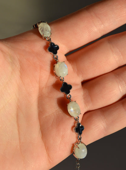 Moonstone Four Leaf Clover Bracelet