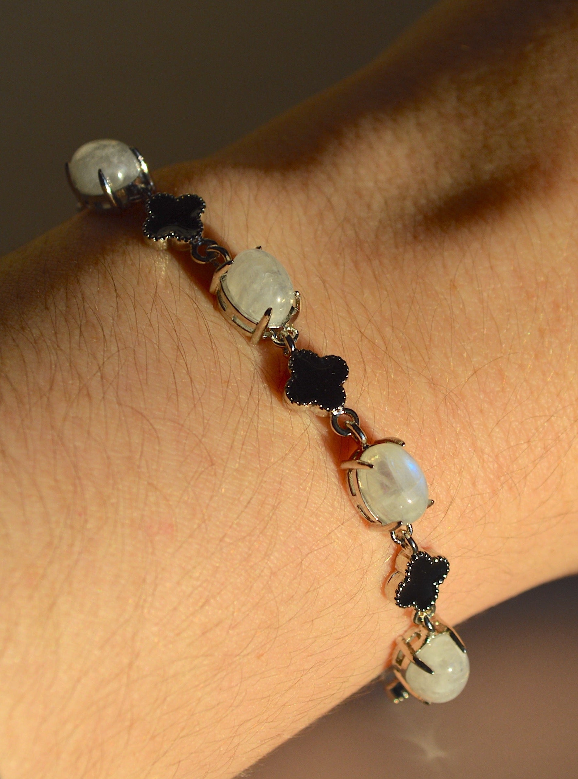 Moonstone Four Leaf Clover Bracelet