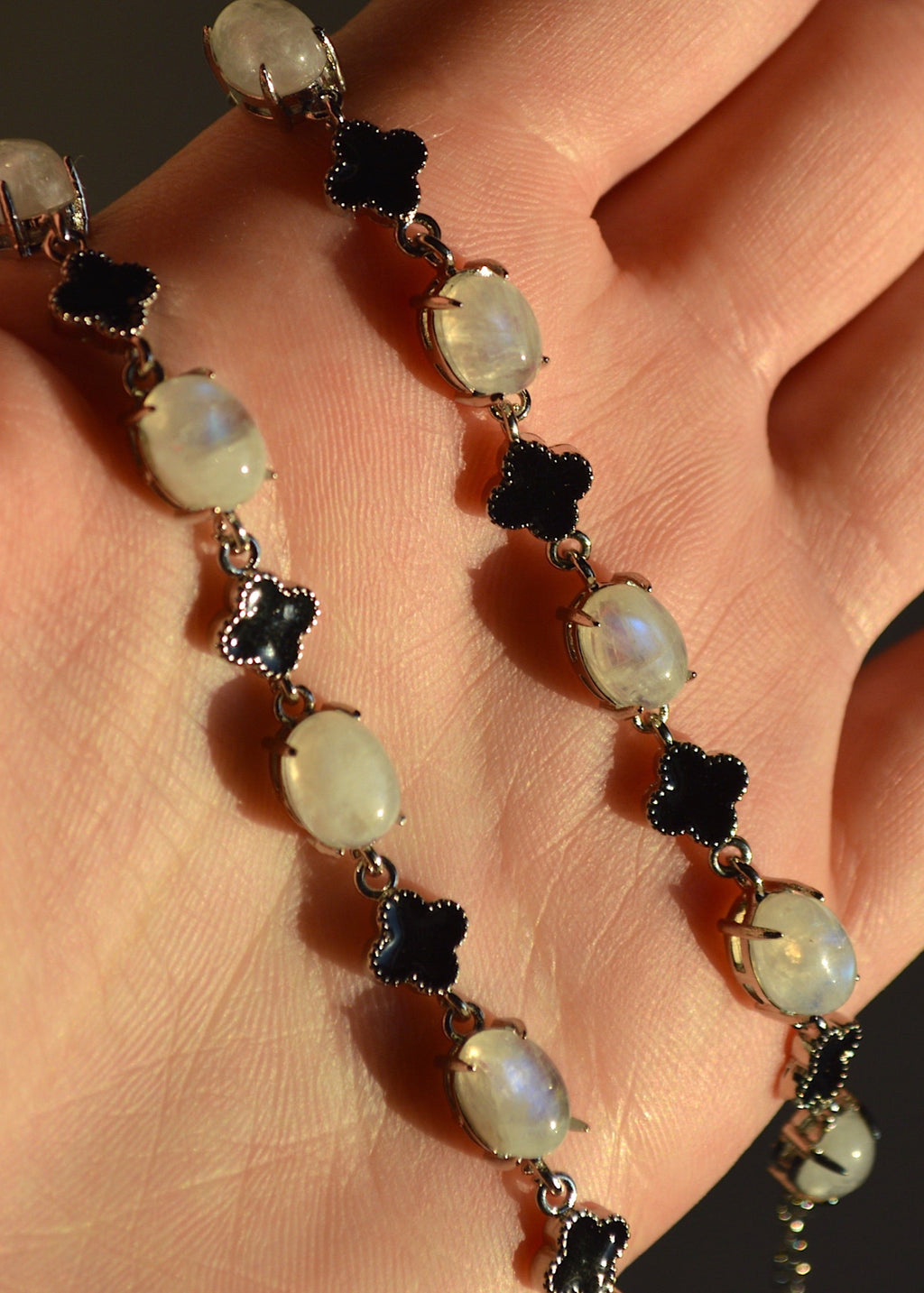Moonstone Four Leaf Clover Bracelet