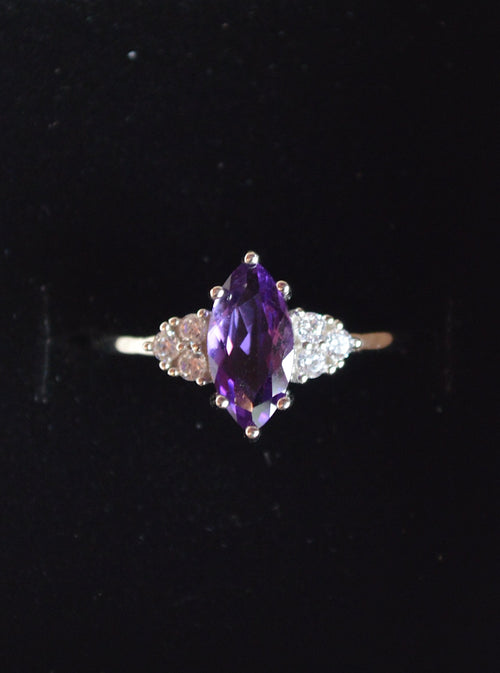 Amethyst Faceted Sterling Silver Ring
