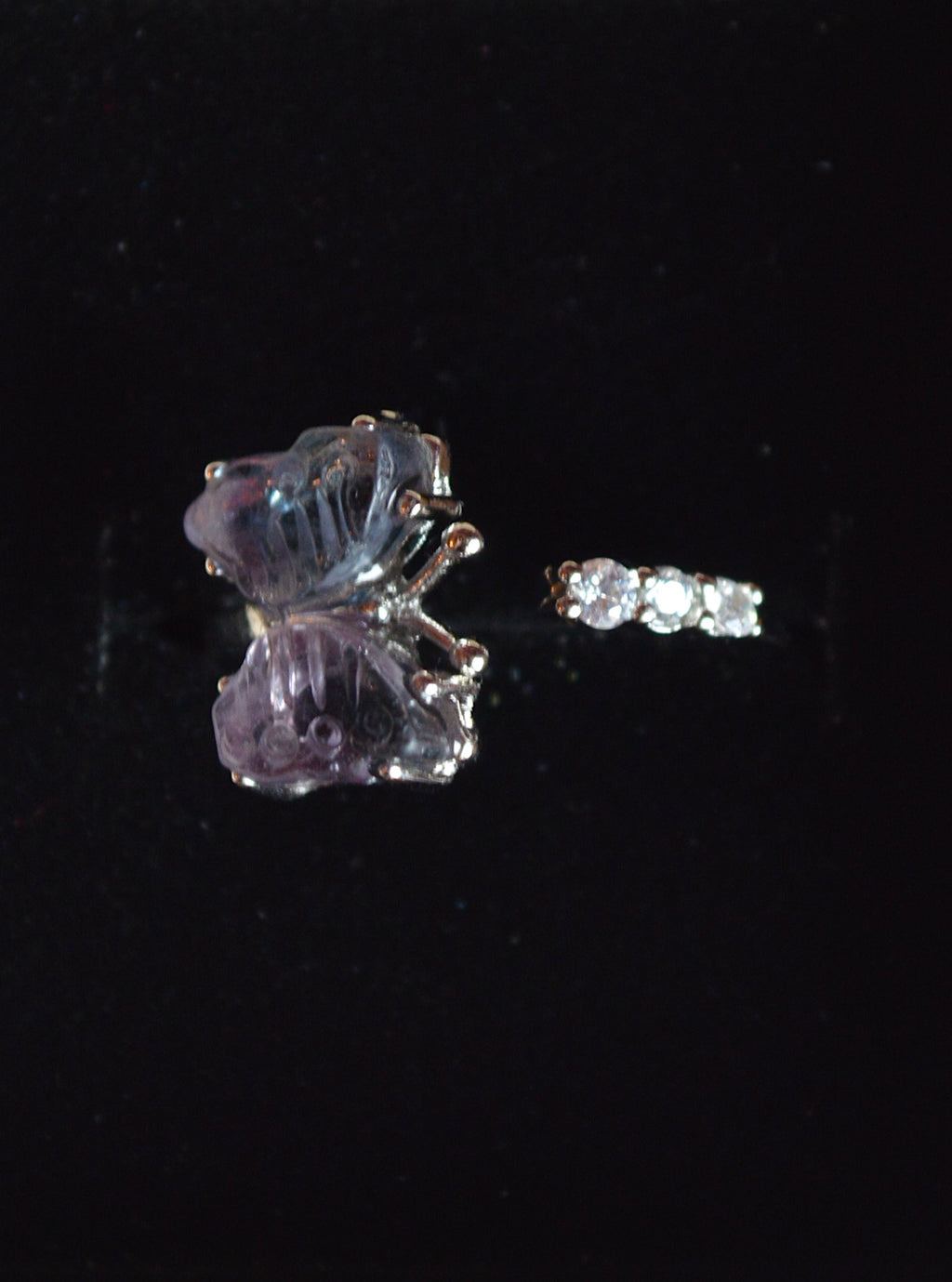Rainbow Fluorite Butterfly Ring