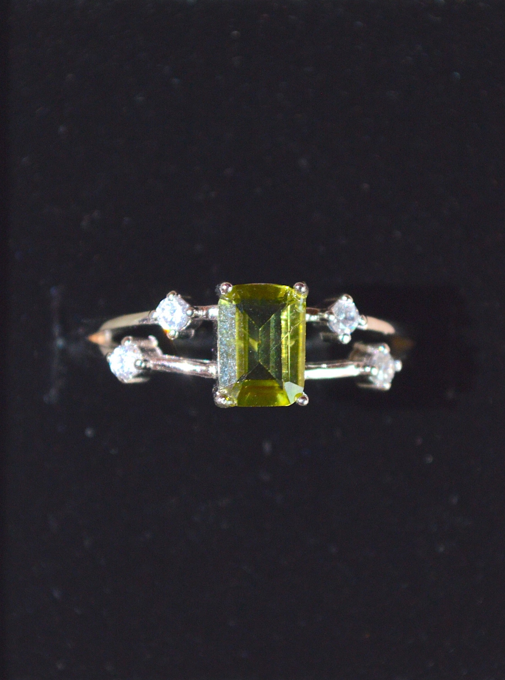 Peridot Faceted Sterling Silver Ring