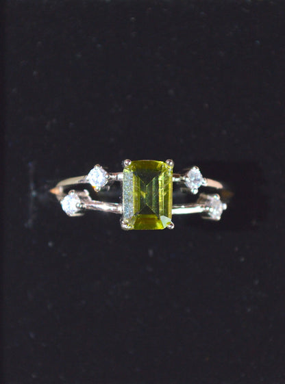 Peridot Faceted Sterling Silver Ring