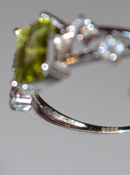 Peridot Faceted Sterling Silver Ring