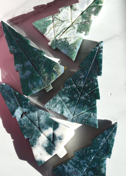 Moss Agate Tree Carvings