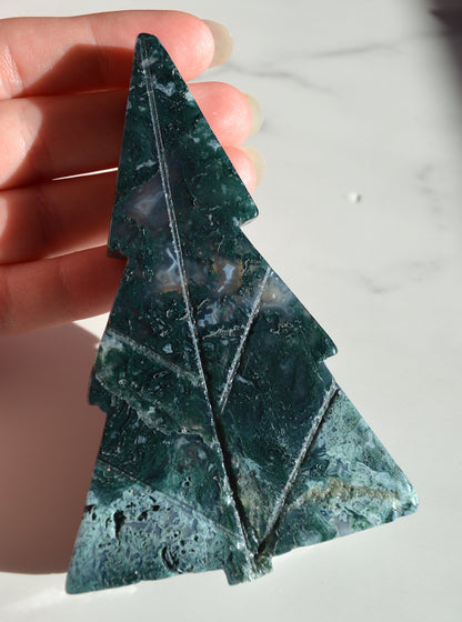 Moss Agate Tree Carvings