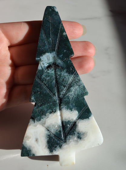 Moss Agate Tree Carvings