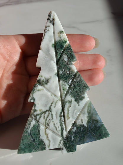 Moss Agate Tree Carvings