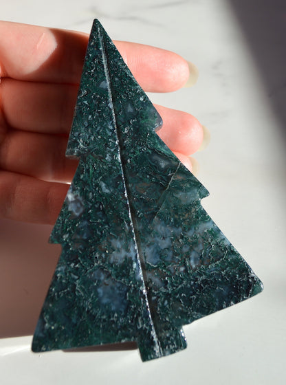 Moss Agate Tree Carvings