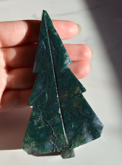Moss Agate Tree Carvings