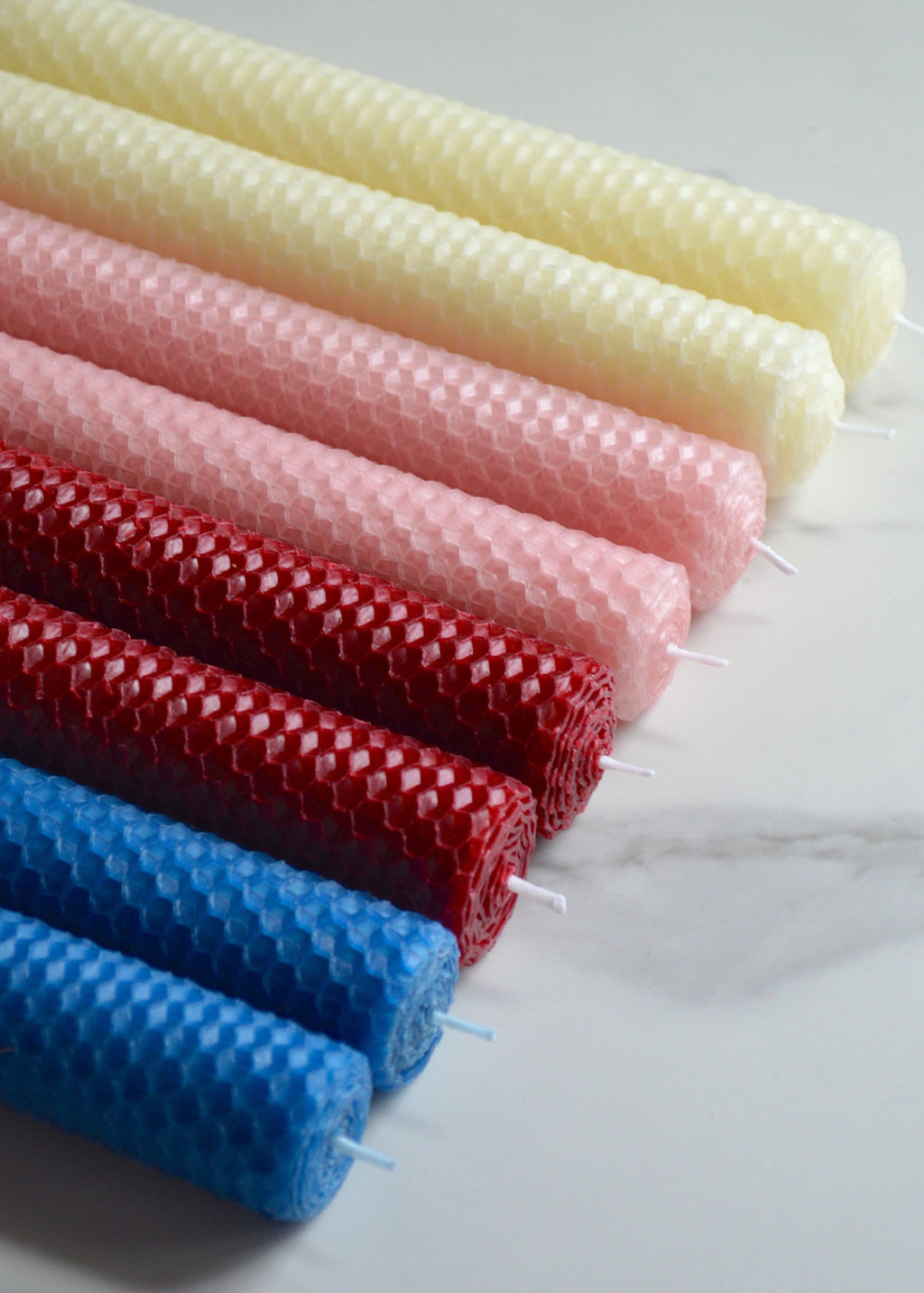 Hand Rolled Beeswax Candlesticks - Set of 2