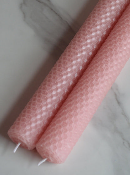 Hand Rolled Beeswax Candlesticks - Set of 2