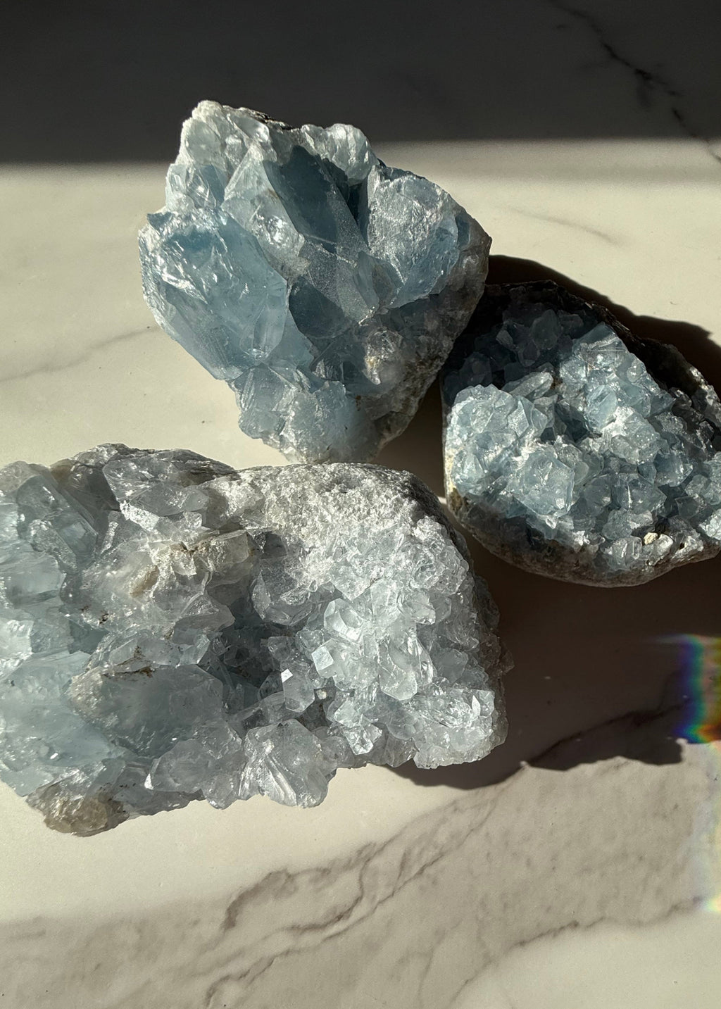 Natural Large Celestite Clusters